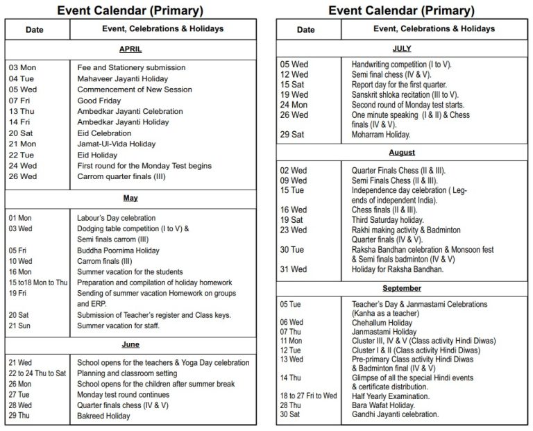 Academic Calendar Image 1